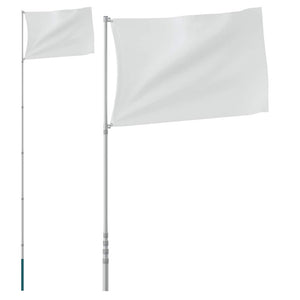 Teleskop-Fahnenmast Silbern 5,5 m Aluminium
