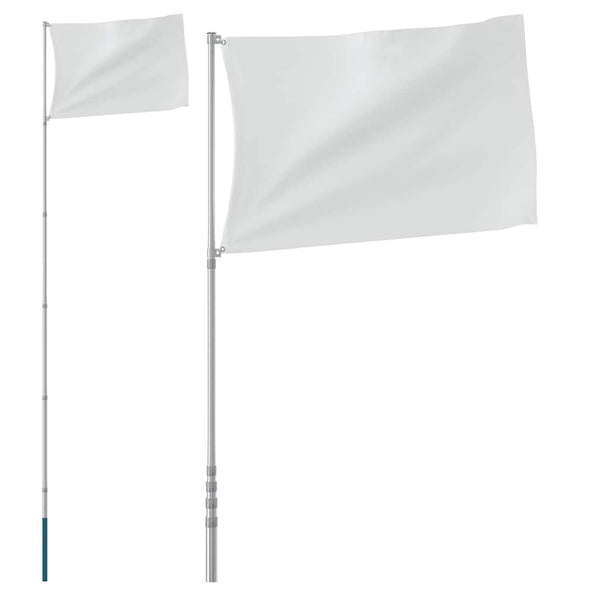 Teleskop-Fahnenmast Silbern 5,5 m Aluminium