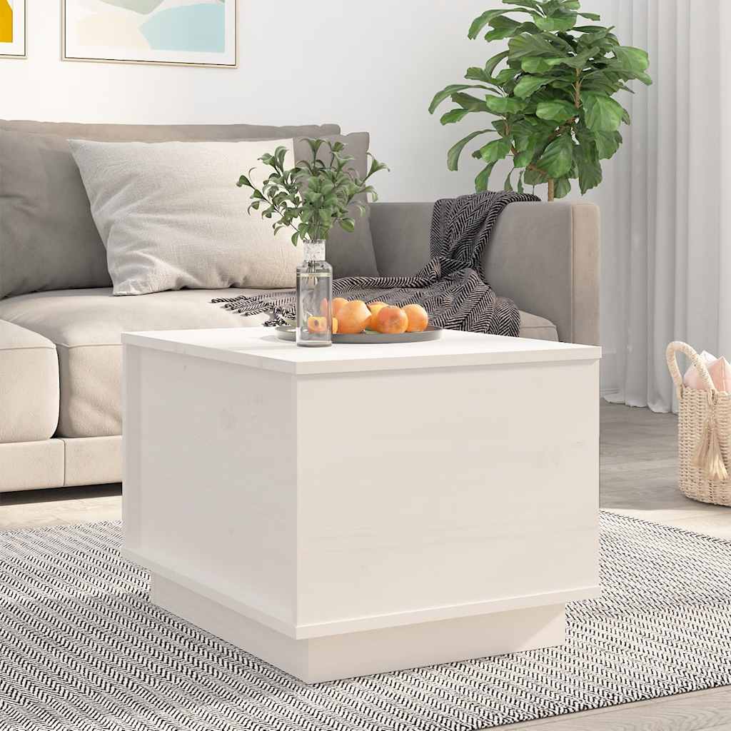 Weißer Couchtisch Kiefer Massivholz 40x50 cm