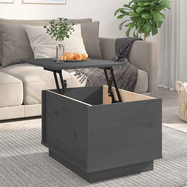 Grauer Couchtisch Kiefer Massivholz 40x50 cm