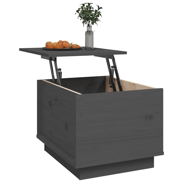 Grauer Couchtisch Kiefer Massivholz 40x50 cm