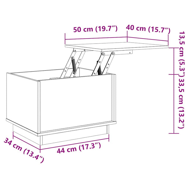 Grauer Couchtisch Kiefer Massivholz 40x50 cm