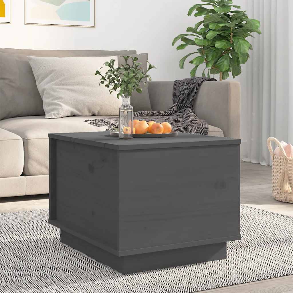 Grauer Couchtisch Kiefer Massivholz 40x50 cm