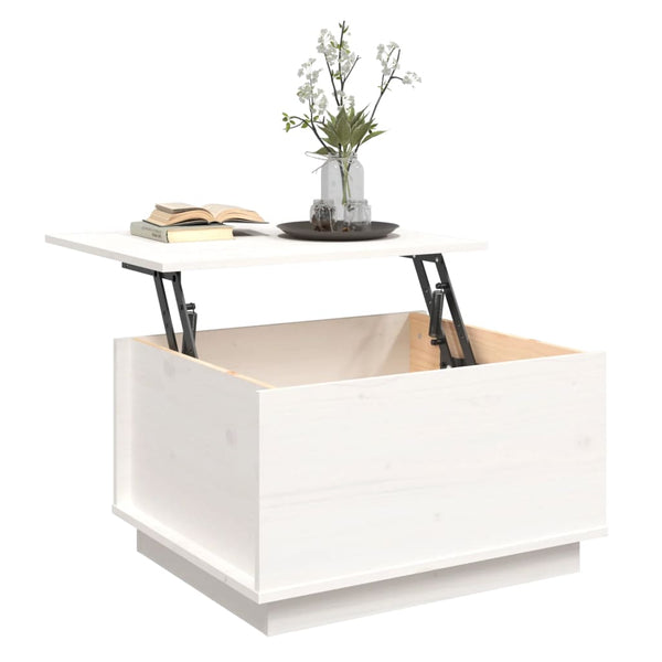 Weißer Couchtisch Kiefer Massivholz 60x50 cm