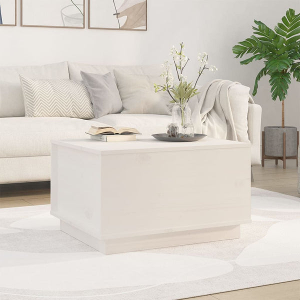 Weißer Couchtisch Kiefer Massivholz 60x50 cm