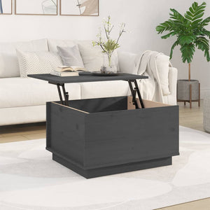 Grauer Couchtisch 60x50 cm Kiefer Massivholz