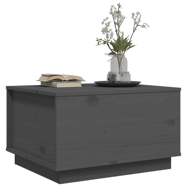 Grauer Couchtisch 60x50 cm Kiefer Massivholz