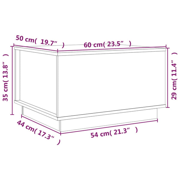 Grauer Couchtisch 60x50 cm Kiefer Massivholz
