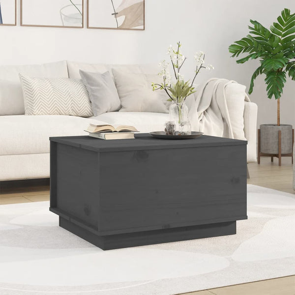 Grauer Couchtisch 60x50 cm Kiefer Massivholz