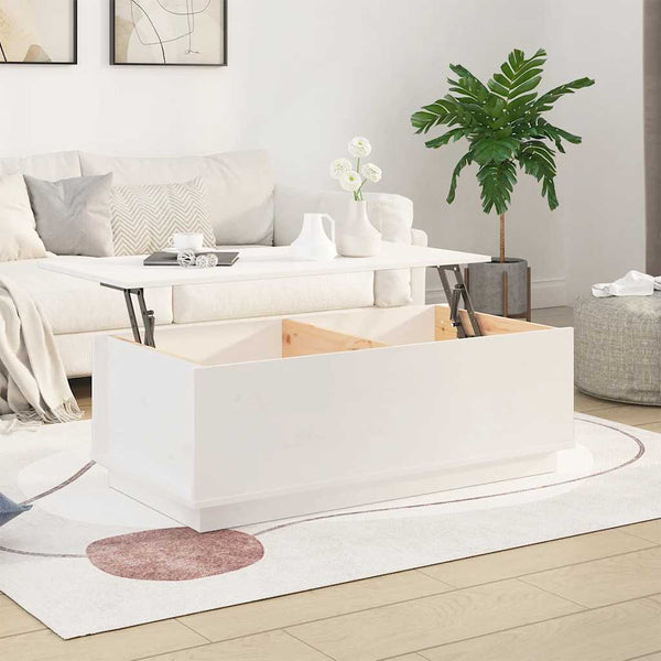 Couchtisch Kiefer Massivholz Weiß 100x50 cm