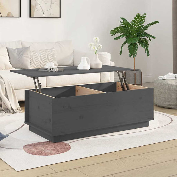Grauer Couchtisch 100x50 cm Kiefer Massivholz