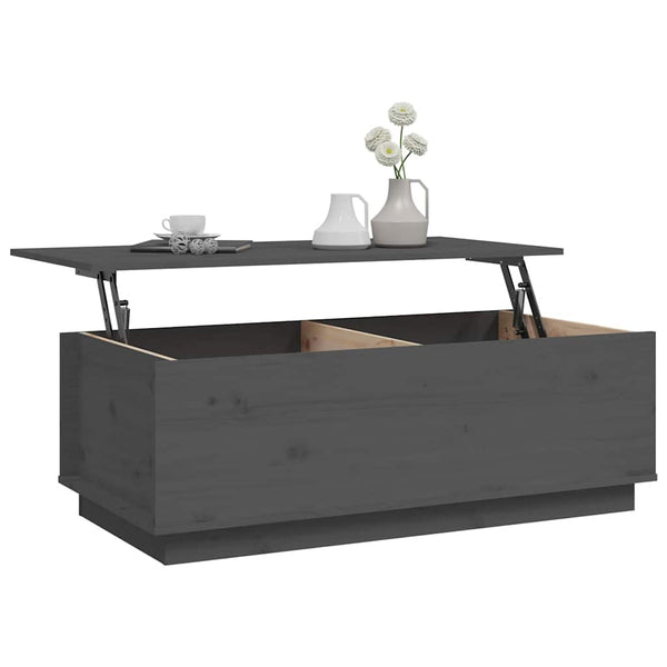 Grauer Couchtisch 100x50 cm Kiefer Massivholz