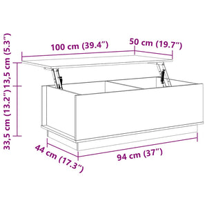 Grauer Couchtisch 100x50 cm Kiefer Massivholz