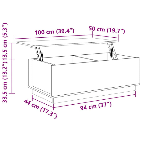 Grauer Couchtisch 100x50 cm Kiefer Massivholz