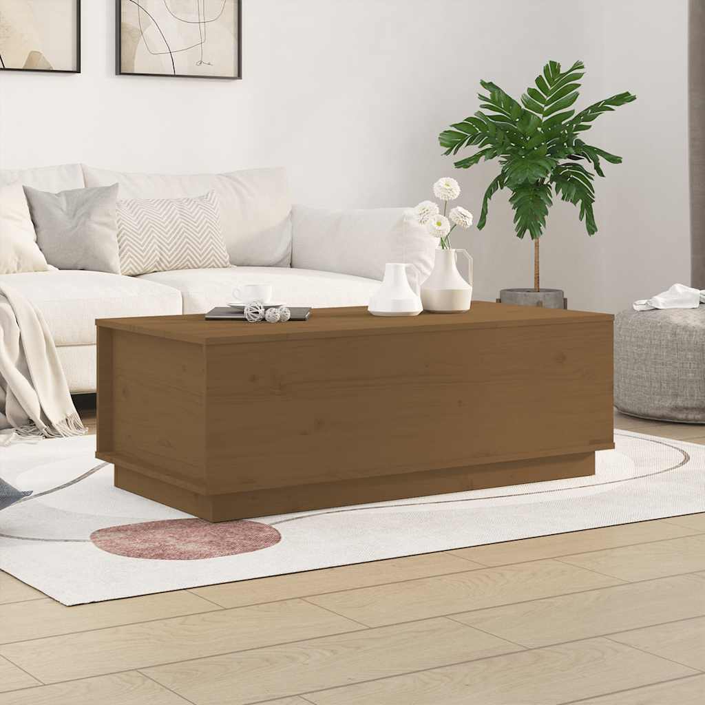 Couchtisch Honigbraun Kiefer Massivholz 100x50 cm