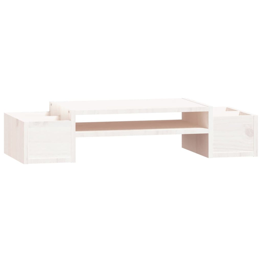 vidaXL Support d'écran Blanc 70x27,5x15 cm Bois de pin massif