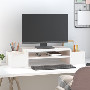 Monitorständer Weiß Kiefer Massivholz 70cm