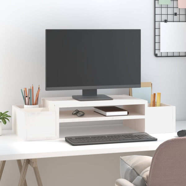 Monitorständer Weiß Kiefer Massivholz 70cm