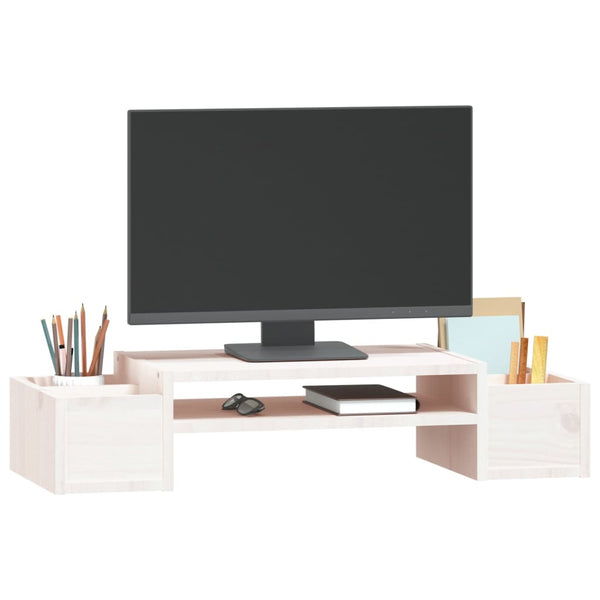 Monitorständer Weiß Kiefer Massivholz 70cm