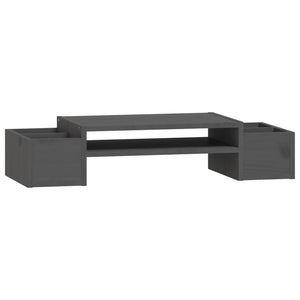 Monitorständer Grau Kiefer Massivholz 70cm