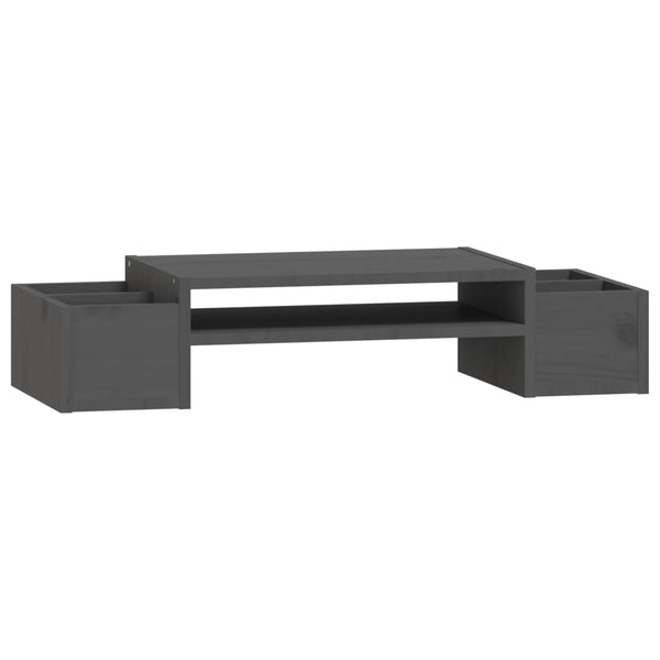 Monitorständer Grau Kiefer Massivholz 70cm