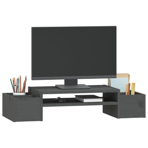 Monitorständer Grau Kiefer Massivholz 70cm