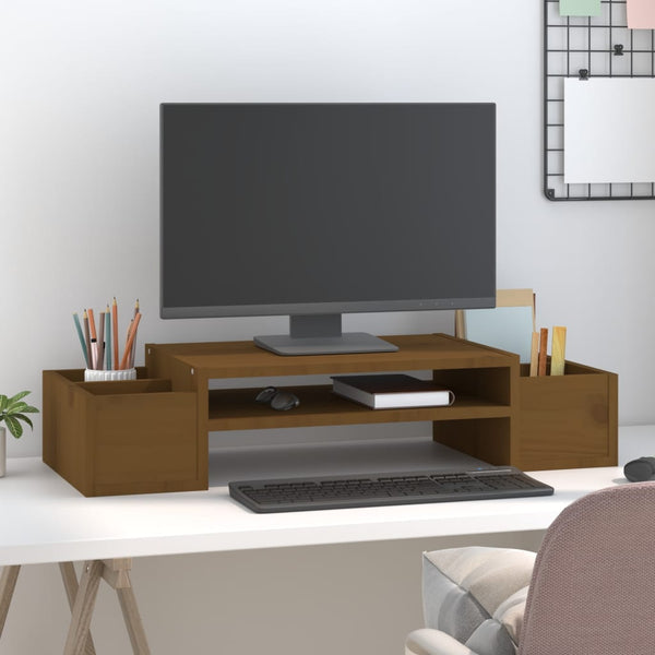 vidaXL Support d'écran marron miel 70x27,5x15 cm bois de pin massif