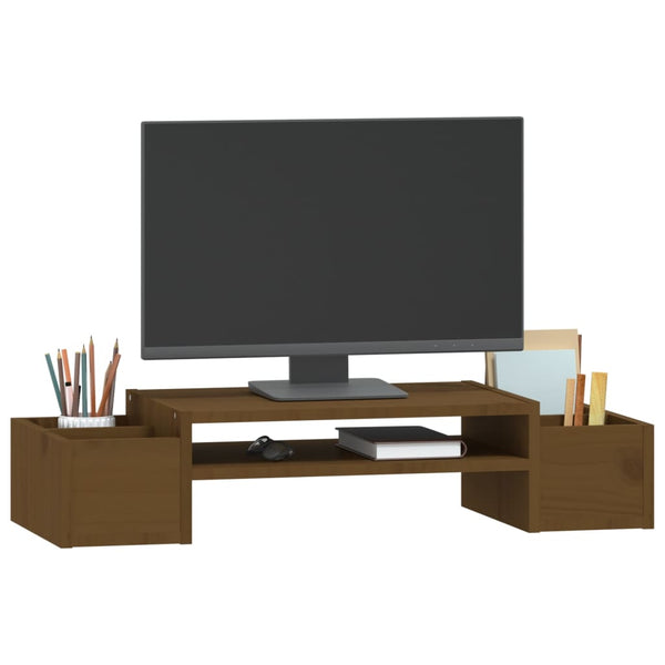 vidaXL Support d'écran marron miel 70x27,5x15 cm bois de pin massif