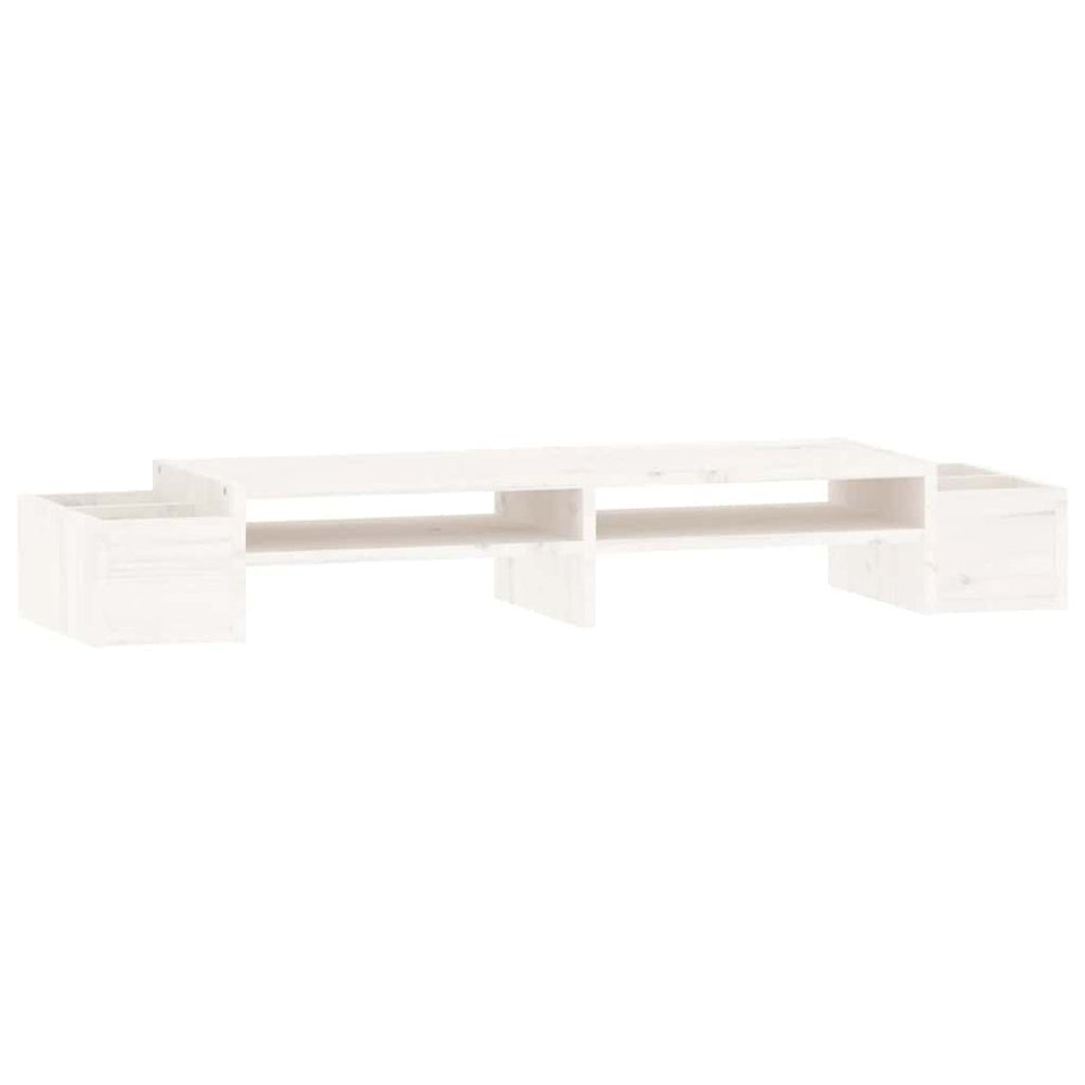 vidaXL Support d'écran Blanc 100x27,5x15 cm Bois de pin massif
