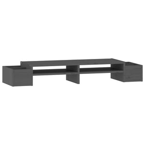 Monitorständer Grau 100 cm Kiefer Massivholz