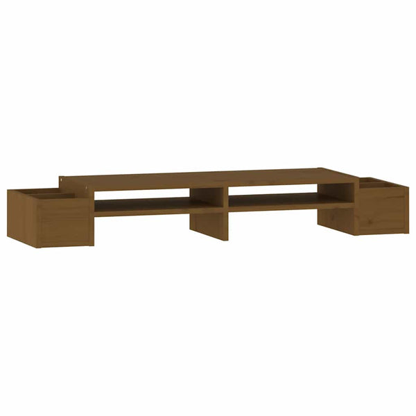 vidaXL Support d'écran marron miel 100x27,5x15 cm bois de pin massif