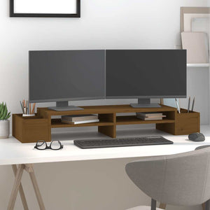 vidaXL Support d'écran marron miel 100x27,5x15 cm bois de pin massif