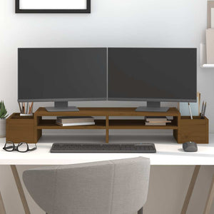 vidaXL Support d'écran marron miel 100x27,5x15 cm bois de pin massif