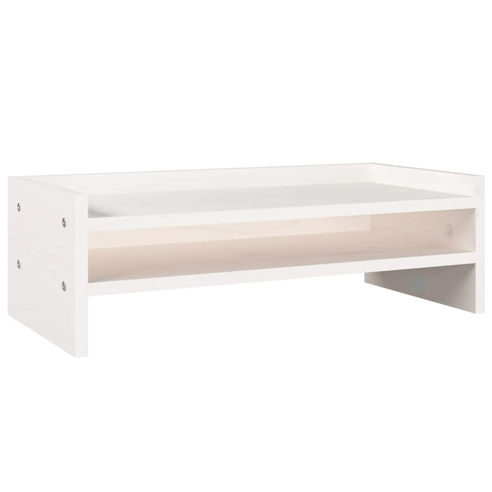 vidaXL Support d'écran Blanc 50x24x16 cm Bois de pin massif
