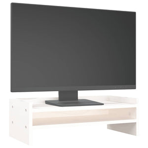 vidaXL Support d'écran Blanc 50x24x16 cm Bois de pin massif