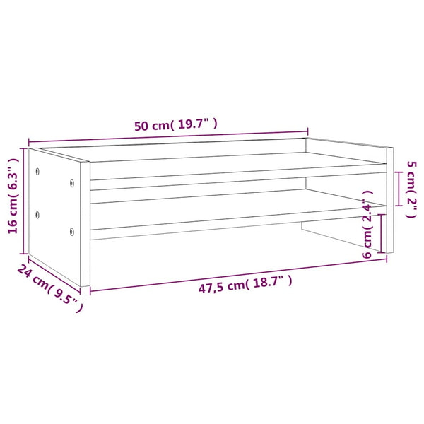 vidaXL Support d'écran Blanc 50x24x16 cm Bois de pin massif
