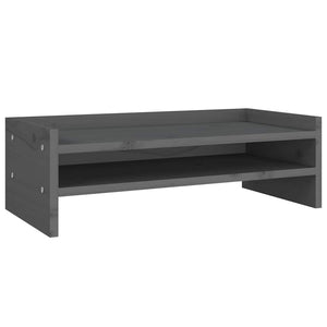 Monitorständer Grau Kiefer Massivholz 50x24x16 cm