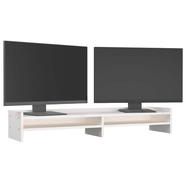 Monitorständer Weiß Kiefer Massivholz 100cm