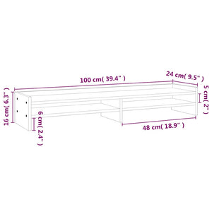 Monitorständer Weiß Kiefer Massivholz 100cm