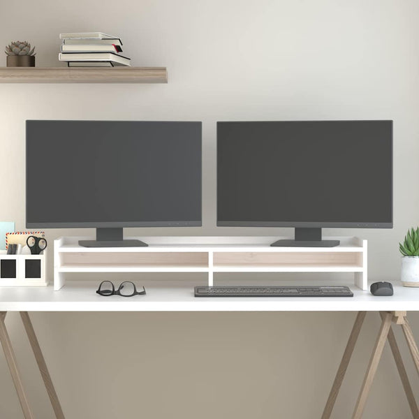Monitorständer Weiß Kiefer Massivholz 100cm