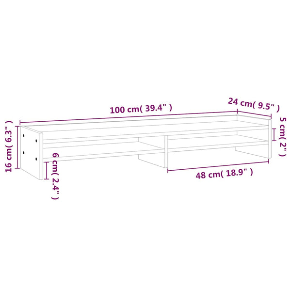 Monitorständer Honigbraun Massivholz Kiefer 100cm