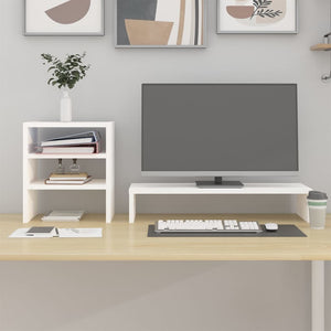 Monitorständer Weiß Kiefer Massivholz 81cm