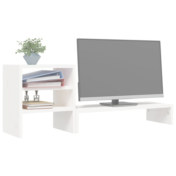 Monitorständer Weiß Kiefer Massivholz 81cm