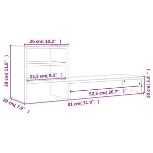 Monitorständer Weiß Kiefer Massivholz 81cm