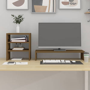 Monitorständer Honigbraun Kiefer Massivholz