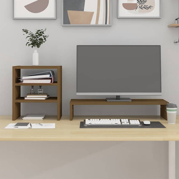Monitorständer Honigbraun Kiefer Massivholz