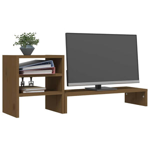 Monitorständer Honigbraun Kiefer Massivholz