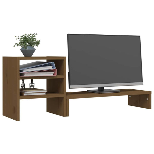 Monitorständer Honigbraun Kiefer Massivholz