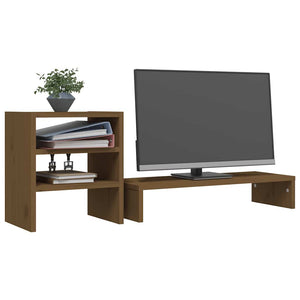 Monitorständer Honigbraun Kiefer Massivholz