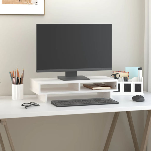Monitorständer Weiß Kiefer Massivholz 60cm